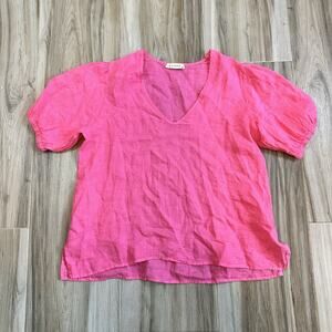 STARK X Blouse Pink Linen Size Small Lagenlook Collared Boxy Oversized Top‎